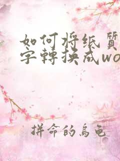 如何将纸质版文字转换成word电子版