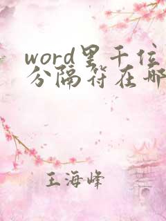 word里千位分隔符在哪