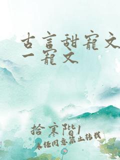 古言甜宠文一对一宠文
