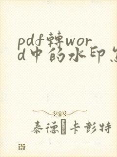 pdf转word中的水印怎么去除