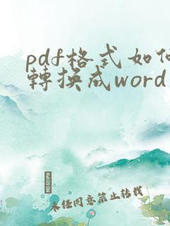 pdf格式如何转换成word文档格式
