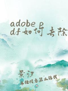 adobe pdf如何去除水印