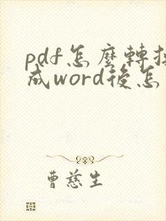 pdf怎么转换成word后怎么排版