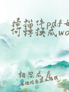 扫描件pdf如何转换成word文档