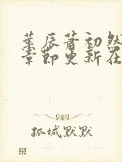 叶辰萧初然最新章节更新在线阅读