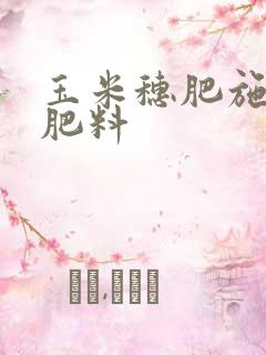 玉米穗肥施什么肥料