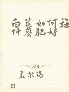 白菜如何施肥施什么肥好