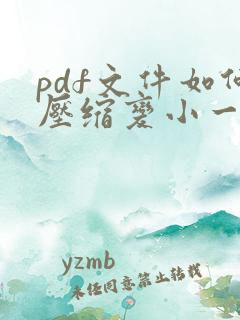 pdf文件如何压缩变小一点