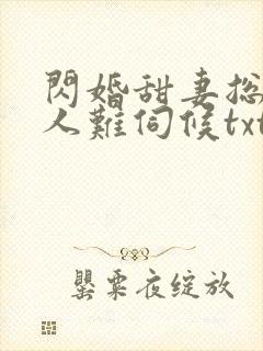 闪婚甜妻总裁大人难伺候txt