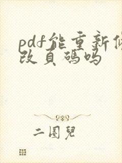pdf能重新修改页码吗