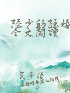 陆少的隐婚罪妻全文阅读