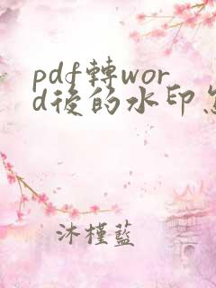 pdf转word后的水印怎么去除