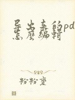 导出来的pdf怎么编辑