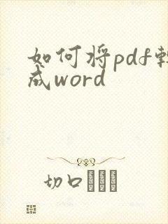 如何将pdf转成word