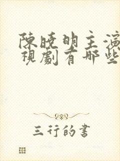 陈晓明主演的电视剧有哪些电视剧