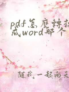 pdf怎么转换成word哪个软件好用