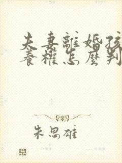 夫妻离婚孩子抚养权怎么判定