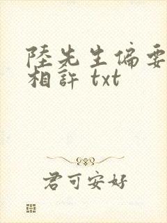 陆先生偏要以婚相许 txt