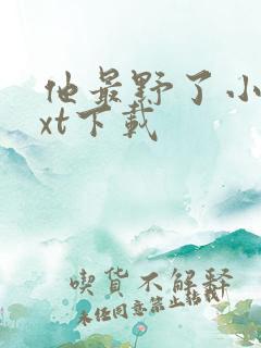 他最野了小说txt下载