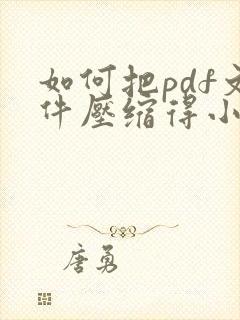 如何把pdf文件压缩得小一点
