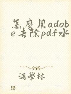 怎么用adobe去除pdf水印