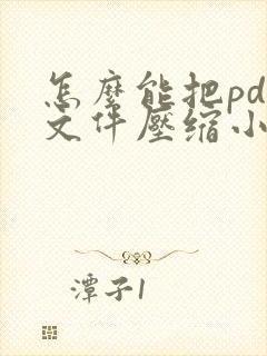 怎么能把pdf文件压缩小