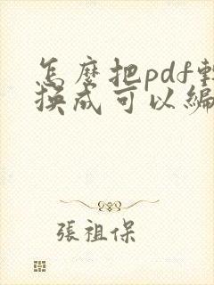 怎么把pdf转换成可以编辑的文本