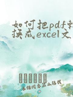 如何把pdf转换成excel文档