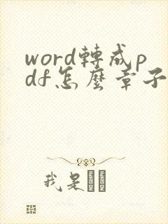word转成pdf怎么章子不见了