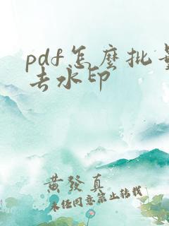 pdf怎么批量去水印