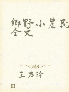 乡野小农民小说全文