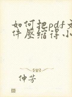 如何把pdf文件压缩得小一点