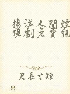 杨洋人间烟火电视剧免费观看