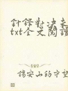 针锋对决未删减txt全文阅读