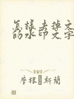 怎样去掉文档上的水印文字