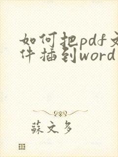 如何把pdf文件插到word文档中