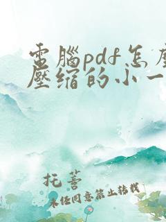 电脑pdf怎么压缩的小一点