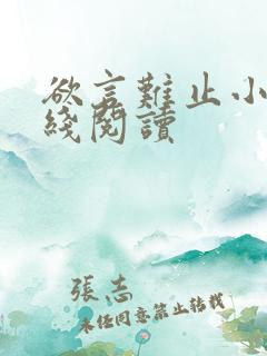 欲言难止小说在线阅读