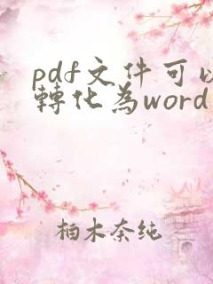 pdf文件可以转化为word文件吗
