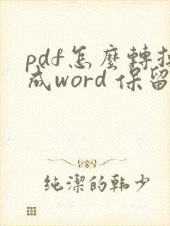 pdf怎么转换成word 保留格式