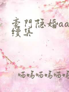 豪门隐婚aa制续集