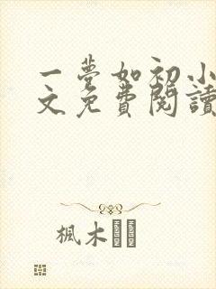 一梦如初小说全文免费阅读