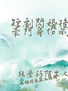 短剧闪婚后老公豪门身份藏不住了