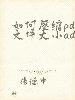 如何压缩pdf文件大小adobe