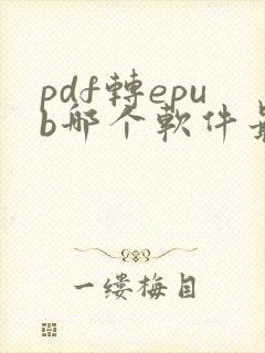 pdf转epub哪个软件最好用
