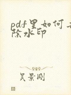 pdf里如何去除水印