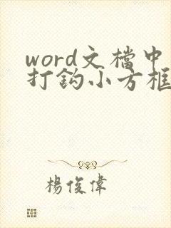 word文档中打钩小方框怎么打出来
