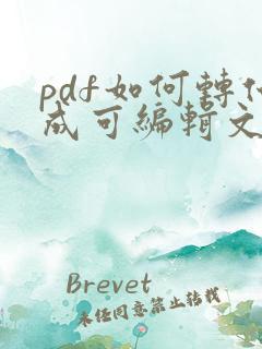 pdf如何转化成可编辑文档