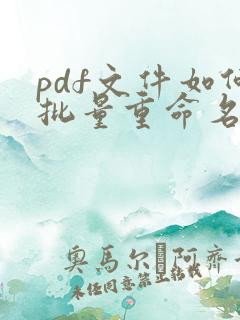pdf文件如何批量重命名