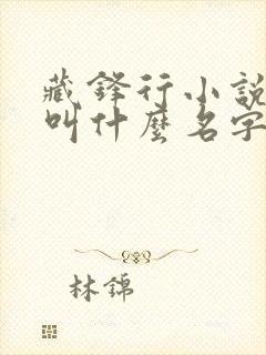 藏锋行小说原著叫什么名字
